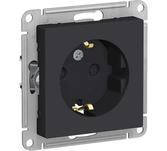 Изображение товара Розетка с заземлением со шторками Systeme Electric (Schneider Electric) ATLASDESIGN 16А, КАРБОН ATN001045