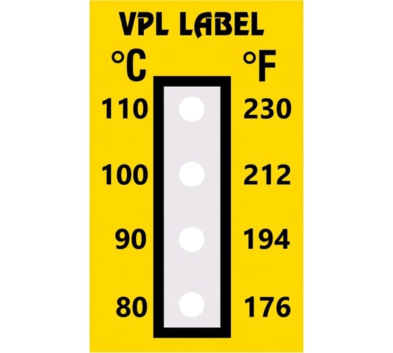Изображение товара Наклейка термоиндикаторная необратимая VPL Thermolabel (80C-90C-100C-110C), упаковка 50 штук VPLD11