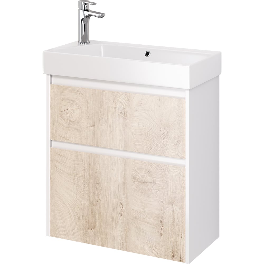 Изображение товара Подвесная тумба с раковиной Dreja SLIM 65 см белый глянец дуб кантри