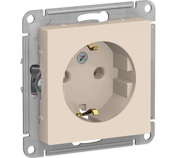 Изображение товара Розетка Systeme Electric (Schneider Electric) ATLASDESIGN с заземлением, 16А, бежевый ATN000243