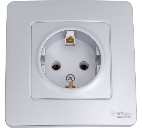 Изображение товара Розетка Systeme Electric BLANCA с заземлением без шторок, АЛЮМИНИЙ BLNRS001013