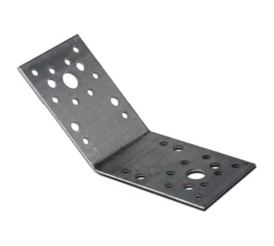 Изображение товара Пластина перфорированная угловая ЦКИ 135 градусов, 90x90x65x2.0, цинк, 4 шт. 10839