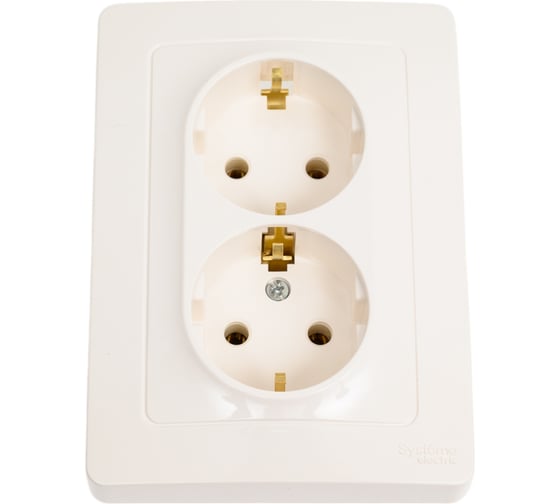 Изображение товара Двойная розетка Systeme Electric BLANCA с заземлением, без шторок, МОЛОЧНЫЙ BLNRS001022