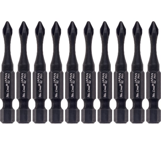 Изображение товара Бита для шуруповерта магнитная торсионная PH1, 50 мм, сталь - японская S2, 10 шт Mr.Logo A050P1T-10