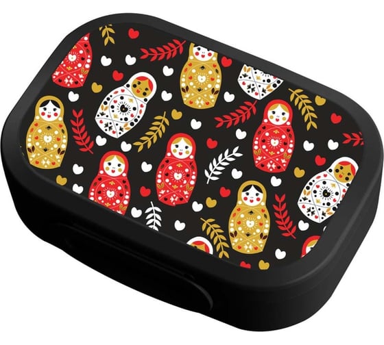 Изображение товара Ланч-бокс Phibo ланч-бокс с декором "матрешки", 180x130x50мм, 0,98л (черный) 434219913