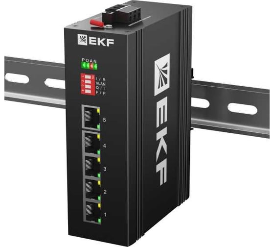 Изображение товара Промышленный неуправляемый коммутатор EKF U-5GT, 5 портов 10/100/1000Base-T(X) RJ45, монтаж на динрейку TSX TSX-U-5GT
