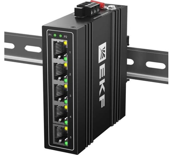 Изображение товара Промышленный неуправляемый коммутатор EKF U-5T, 5 портов 10/100Base-T(X) RJ45, монтаж на динрейку TSX TSX-U-5T