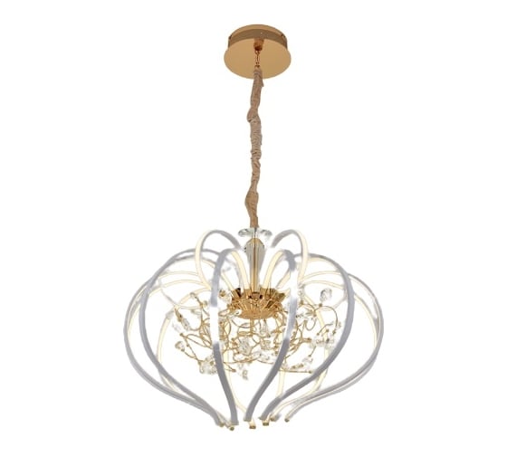 Изображение товара Люстра светодиодная подвесная Elvan 8268/15-58W-3500K белая с золотом LU-8268/15-58W-WW-WhGl