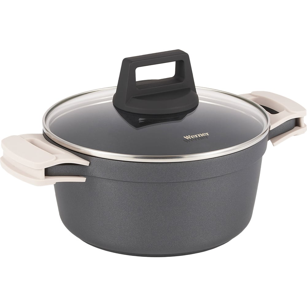 Изображение товара Кастрюля WERNER NERO 20 см с индукционным дном и стеклянной крышкой 2,5 л