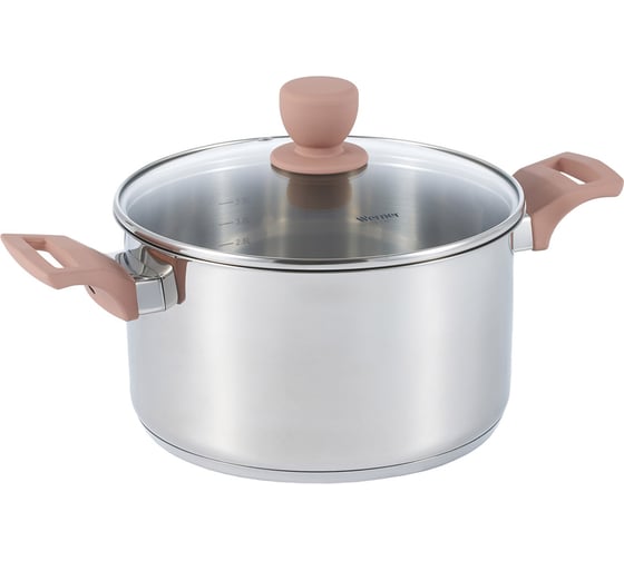 Изображение товара Кастрюля WERNER ELETTO 22x12,5см/4,5 л со стеклянной крышкой, с индукционным дном. Материал: нерж. сталь. Толщина стенок: 0,5 мм, толщина дна: 2,9 мм. 51872