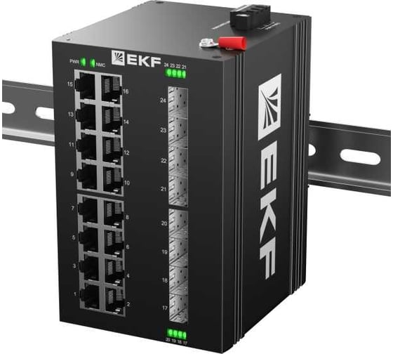 Изображение товара Промышленный неуправляемый коммутатор EKF U-8GX/SFP-16GT, 8 портов 1000Base-X SFP, 16 портов 10/100/1000Base-T(X) RJ45, монтаж на динрейку TSX TSX-U-8GX/SFP-16GT