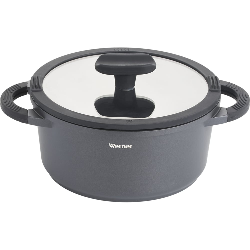 Изображение товара Кастрюля WERNER Infinity 18 см алюминиевая с антипригарным покрытием и стеклянной крышкой