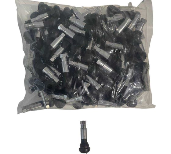 Изображение товара Резиновый вентиль Rotake 100шт. Длина 48 мм, с хром. насадкой и колпачком TR414С