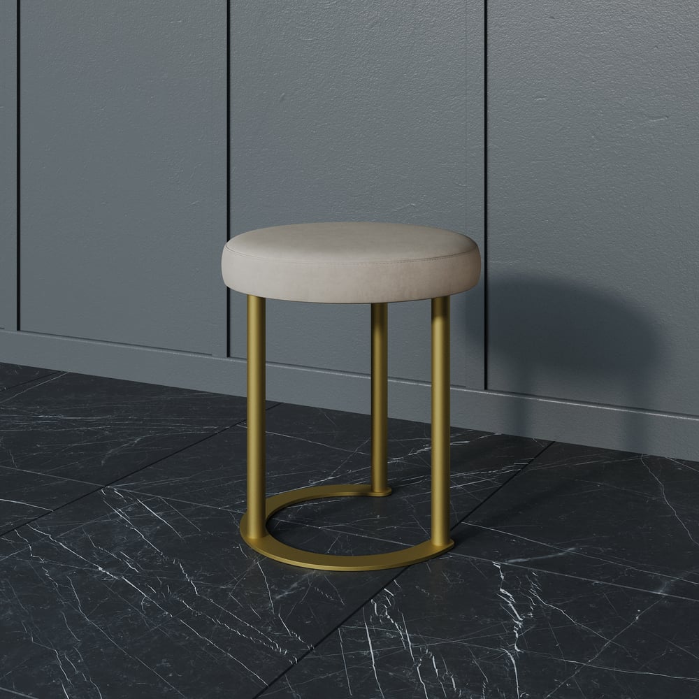 Изображение товара Пуф бежевый с металлическим каркасом GENGLASS GGS-01-1-1 для дома и офиса