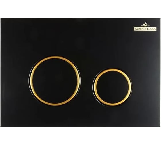 Изображение товара Пластиковая клавиша смыва Lavinia Boho RelFix, цвет матовый черный/золотой глянец, c антибактериальным покрытием 38050803