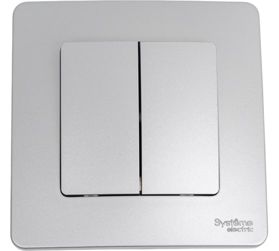 Изображение товара 2-клавишный выключатель Systeme Electric ( Schneider Electric) BLANCA С/У, 10А, 250B, АЛЮМИНИЙ BLNVS010503