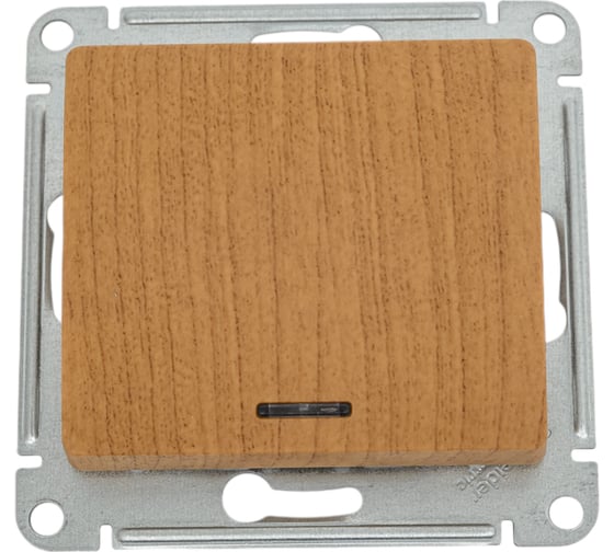 Изображение товара 1-клавишный выключатель Systeme Electric GLOSSA с подсветкой, 10АХ, ДЕРЕВО ДУБ GSL000513