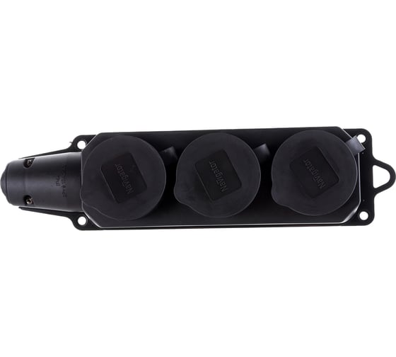 Изображение товара Колодка Navigator, NCA-BLR2-03-16A-E-IP44-BL, 3 гнезда, с/з, каучук, черная 61372