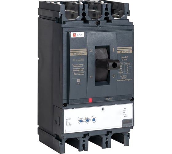 Изображение товара Автоматический выключатель EKF ВА-99C, 400/225А, 3P, 45кА, PROxima, SQ mccb99C-400-225