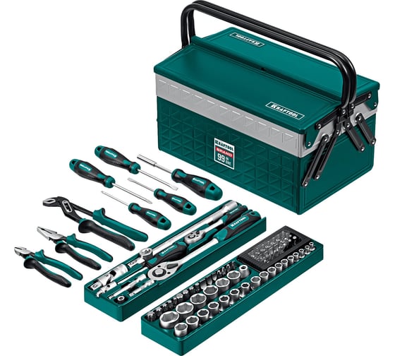 Изображение товара Универсальный набор инструмента KRAFTOOL Grand-99 1/2"+1/4" 99 предм. 27978-H99