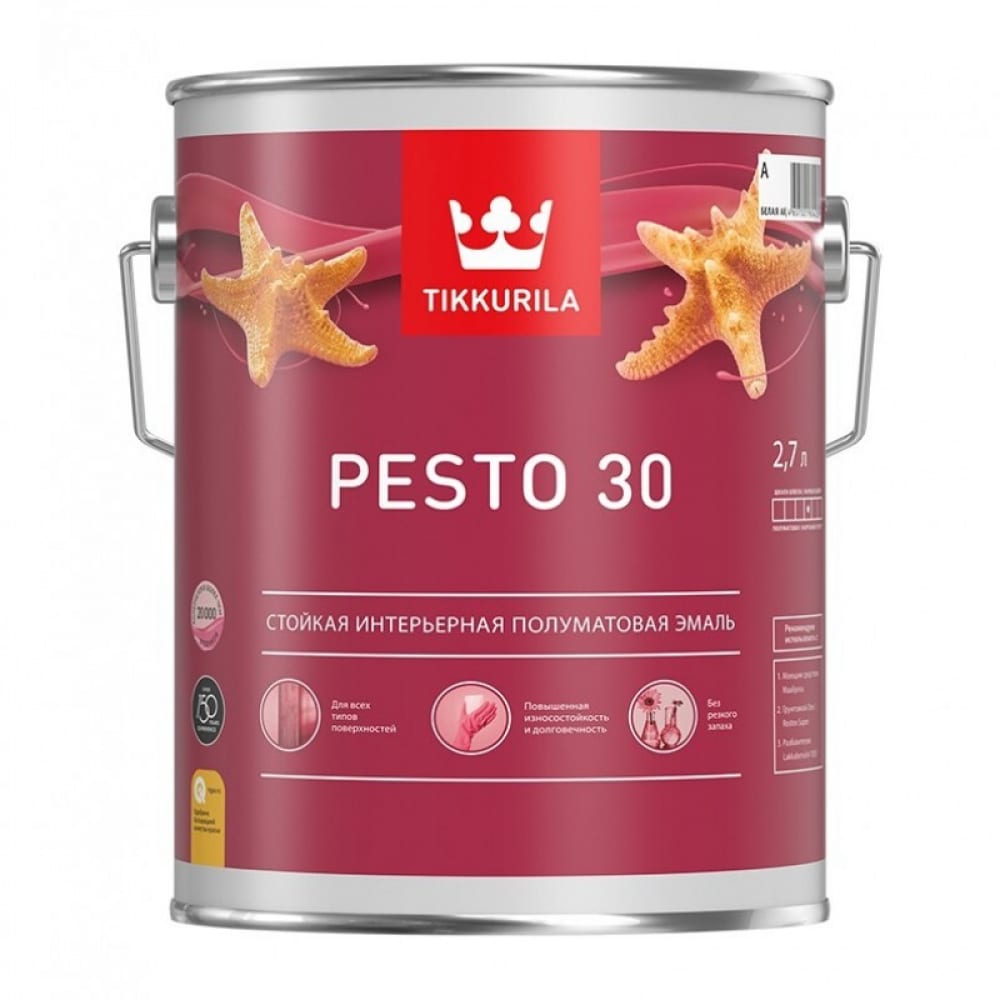 фото Алкидная эмаль tikkurila pesto 30 база с п/мат. 2,7 л 22197