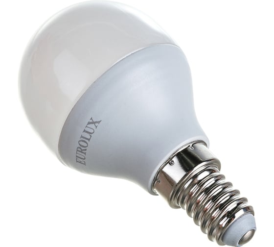 Изображение товара Светодиодная лампа Eurolux LL-E-G45-7W-230-2,7K-E14/шар, 7Вт, теплый белый, Е14 76/2/5