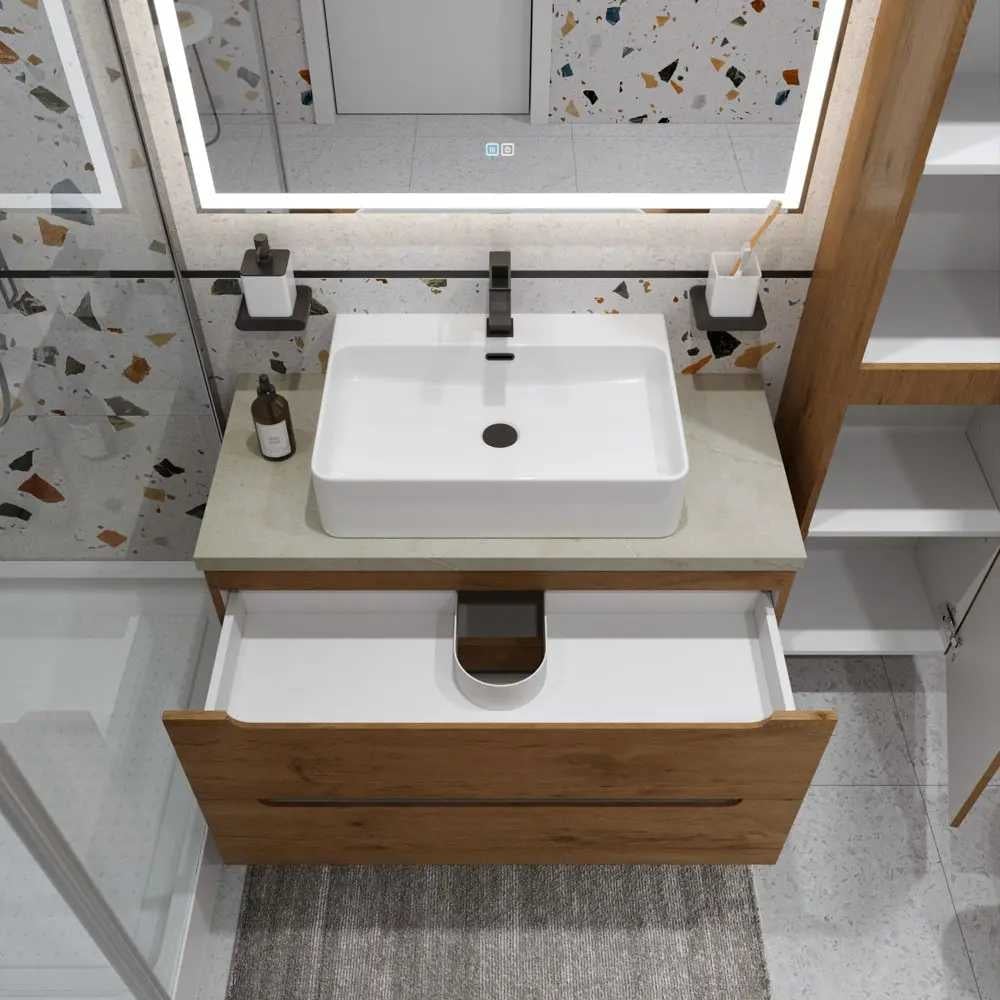 Изображение товара Подвесная тумба со столешницей и накладной раковиной BelBagno ETNA 80