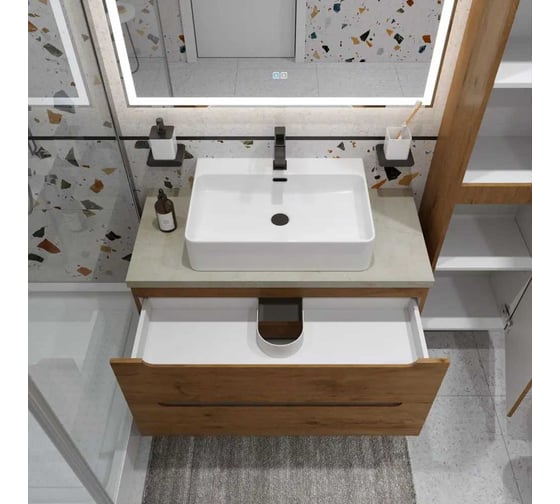 Изображение товара Подвесная тумба со столешницей и накладной раковиной BelBagno ETNA 80 ETNA80RN-KEPMCO-1338-SET