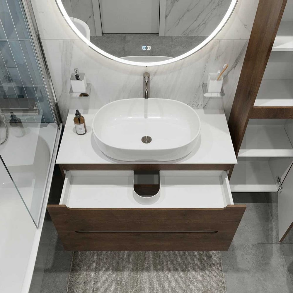 Изображение товара Подвесная тумба со столешницей и накладной раковиной BelBagno ETNA 80