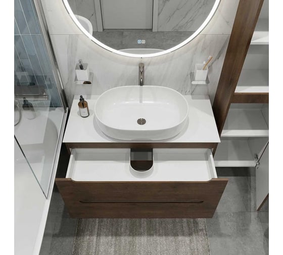 Изображение товара Подвесная тумба со столешницей и накладной раковиной BelBagno ETNA 80 ETNA80RW-KEPBO-1084H301-SET