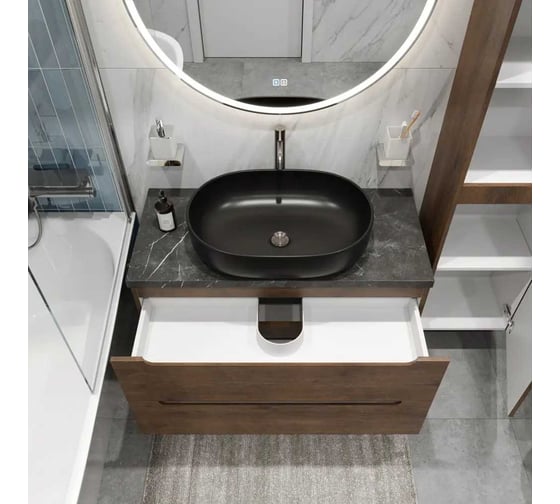 Изображение товара Подвесная тумба со столешницей и накладной раковиной BelBagno ETNA 80 ETNA80RW-KEPMNO-1084H301-SET