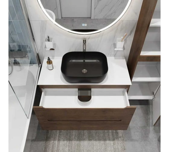 Изображение товара Подвесная тумба со столешницей и накладной раковиной BelBagno ETNA 80 ETNA80RW-KEPBO-1302H301-SET