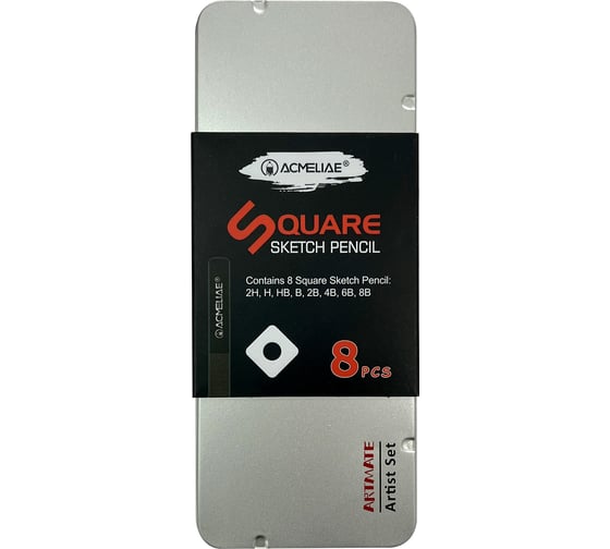 Изображение товара Набор чернографитных карандашей ACMELIAE 8 твердостей 2H, H, HB, B, 2B, 4B, 6B, 8B в металле 43003