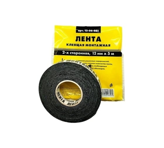 Изображение товара Клеящая монтажная 2-х сторонняя лента ON 12мм x 5м 13-06-001
