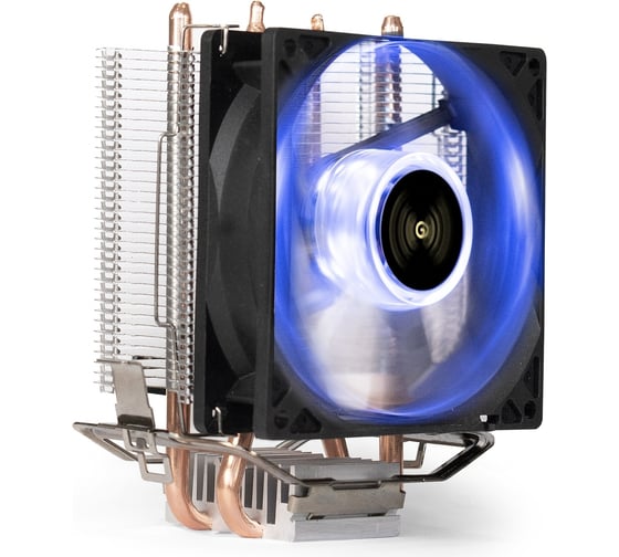 Изображение товара Кулер ExeGate Wizard EXX200-PWM.BLUEAl+Cu, 2 тепловые трубки, LGA775/1150/1151/1155/1156/1200/1700/AM2/AM2+/AM3/AM3+/AM4/AM5/FM1/FM2754939940, TDP95W, Fan90mm, PWM, 800-2400RPM, Hydrobearing 286297