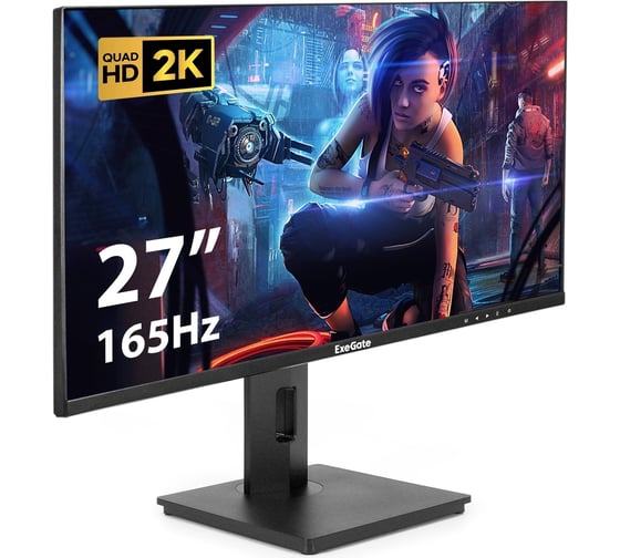 Изображение товара Монитор ExeGate Combat EG2707A IPS LED GradeA+ игровой, 165Гц, 27", 2K, 2560x1440@165Гц, 16:9, 400cdm2, 1000:1, 178 178, 1ms, Speakers, 2xHDMI1.4, DisplayPort, USB, аудио-выход, Flicker-free 295595