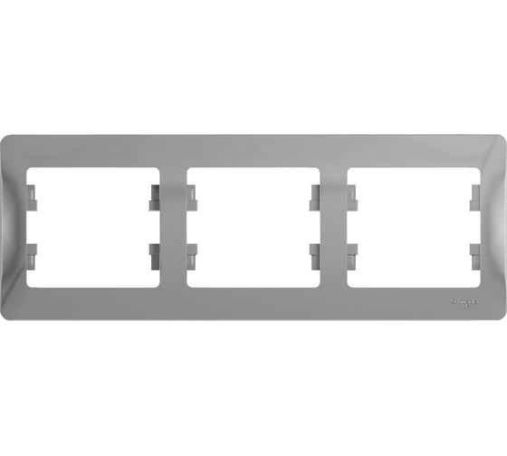 Изображение товара 3-постовая горизонтальная рамка Systeme Electric GLOSSA АЛЮМИНИЙ GSL000303