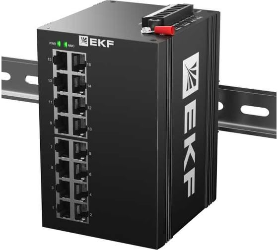 Изображение товара Промышленный управляемый коммутатор EKF уровня L2 ML2-16GTP, 16 портов 10/100/1000Base-T(X) RJ45 c PoE, монтаж на динрейку TSX TSX-ML2-16GTP