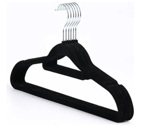 Изображение товара Вешалка-плечики для одежды Ridberg бархатные 10 шт, черный 1212153