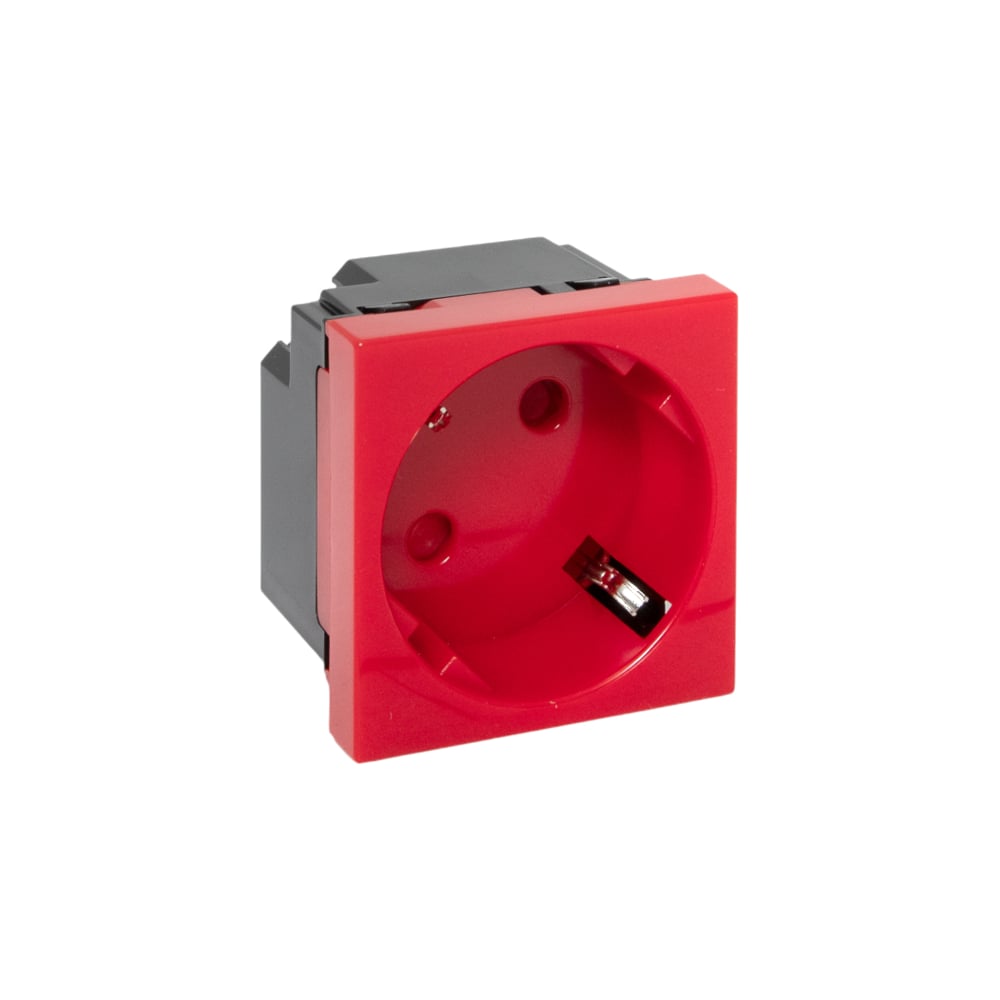 Изображение товара Розетка EKF 45x45 с заземлением быстрозажимные клеммы красная модель Е2MR16-028-70-45-SL