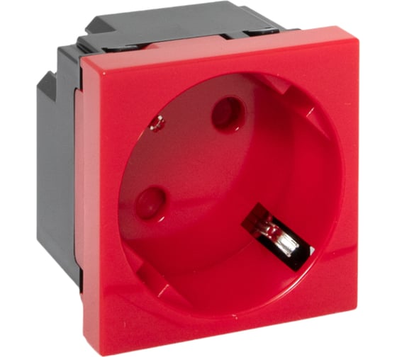 Изображение товара Розетка EKF 45x45 с зазем. 45 градусов, быстрозажимные клеммы, красная E2MR16-028-70-45-SL