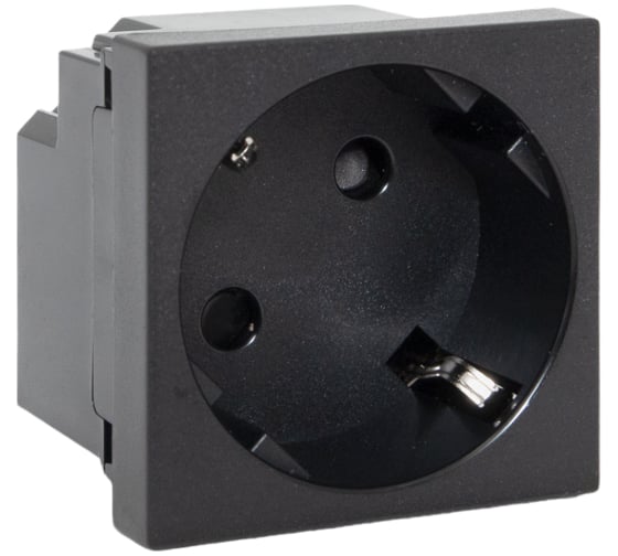 Изображение товара Розетка EKF 45x45 с зазем. 45 градусов, быстрозажимные клеммы, черная, матовая E2MR16-028-30-45-SL