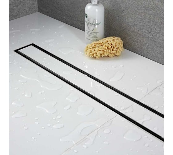 Изображение товара Душевой трап RGW прямой, 600 мм, черный, Ø 50 мм, сифон + ножки, под плитку SDR-08B-60 21210860-014