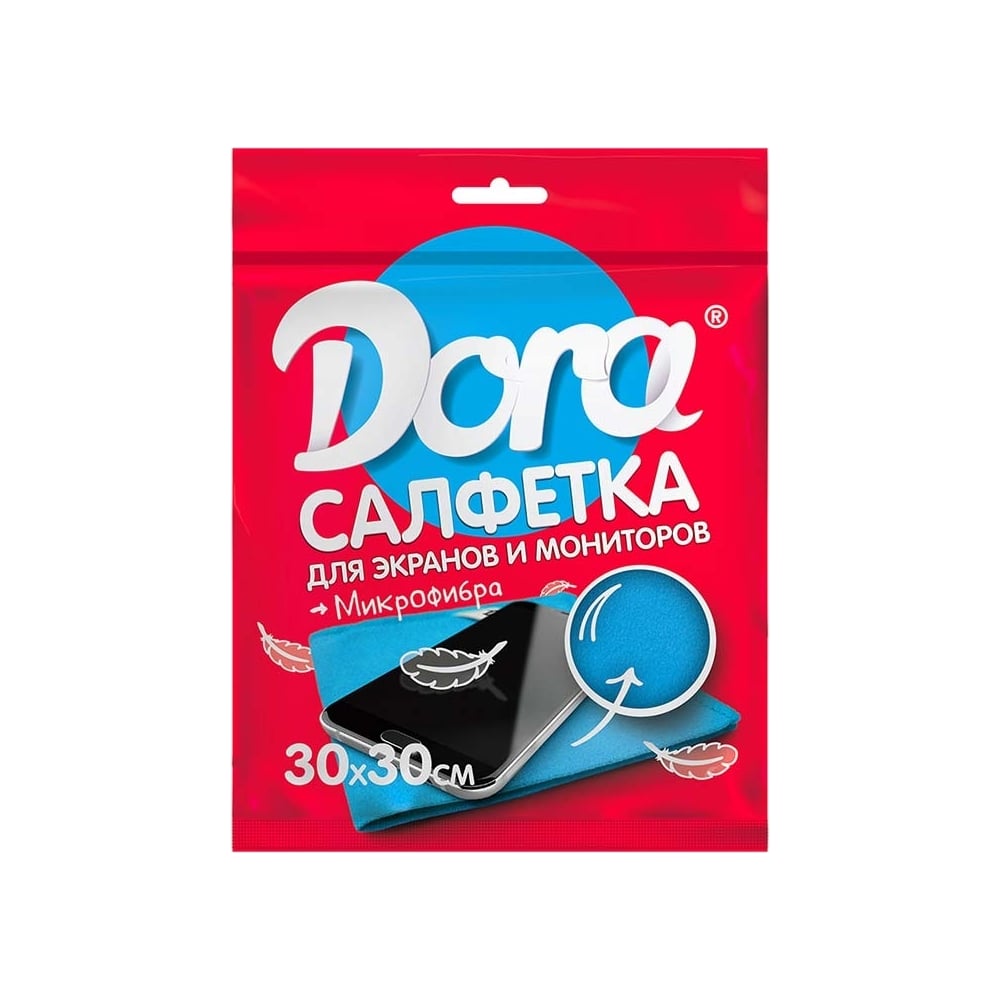 фото Салфетка из микрофибры для экранов, мониторов и электротехники dora 30х30 см 2001-006