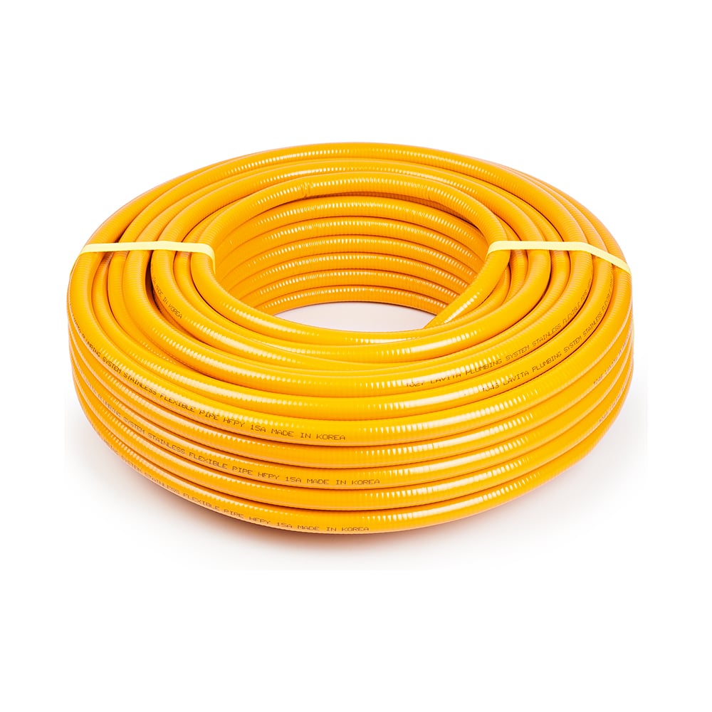 Изображение товара Гофрированная газовая труба Lavita нержавеющая сталь 50м желтая HPY 15A