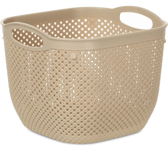 Изображение товара Корзина HOBBY LIFE DIAMOND латте 22x22x17.5см круглая с ручками HL041281L