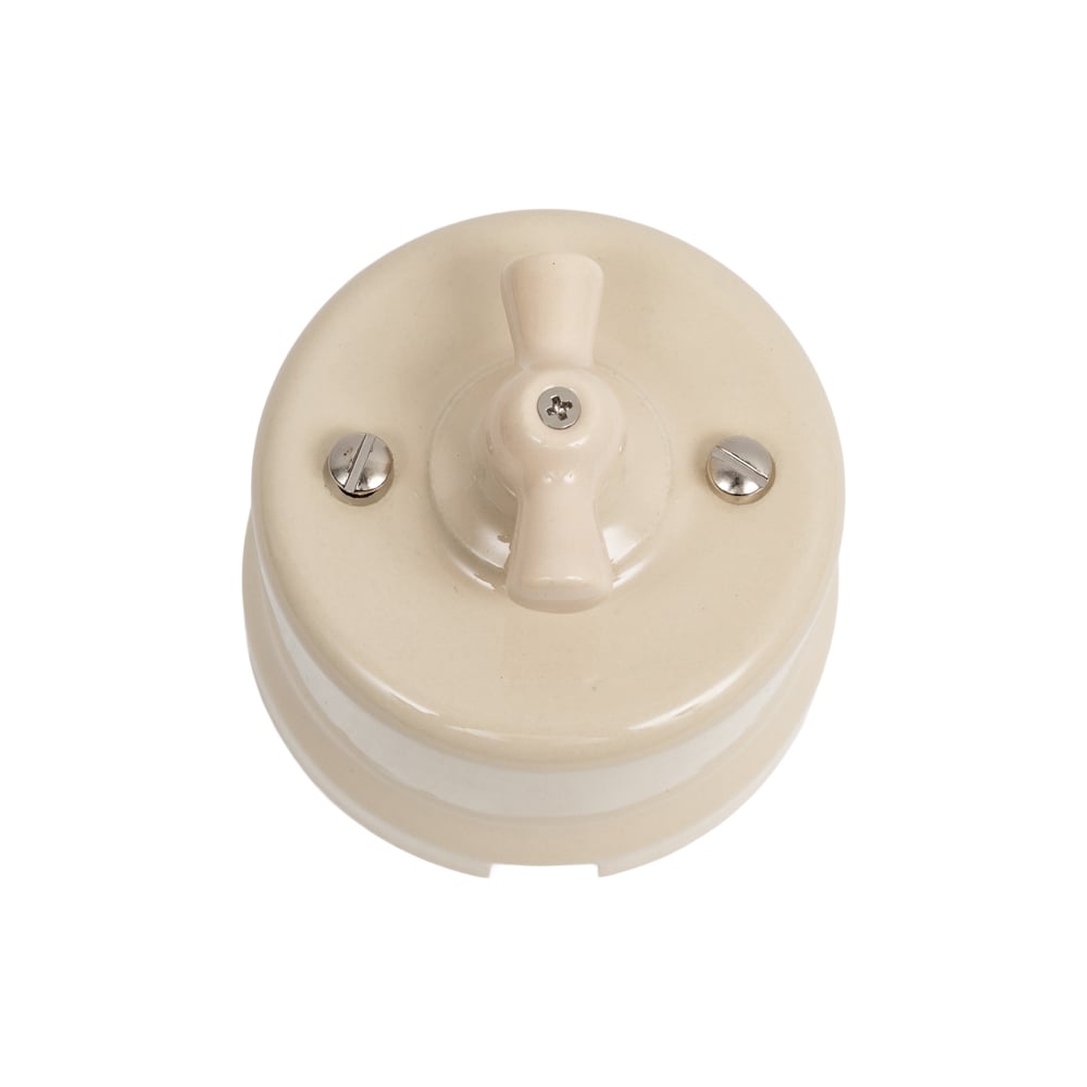 Изображение товара Выключатель 1 клавишный Bironi проходной керамика песочное золото B1-201-04