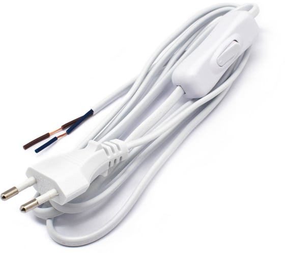 Изображение товара Кабель питания OXION с выключателем белый 1,8 м, 0,5 мм2, арт. OX-PWS-WH-0.5MM-1.8