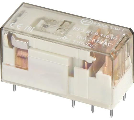 Изображение товара Низкопрофильное реле РЕЛЕОН 1 перекидной контакт 16А; 110В DC; прозрачный корпус RP361911001
