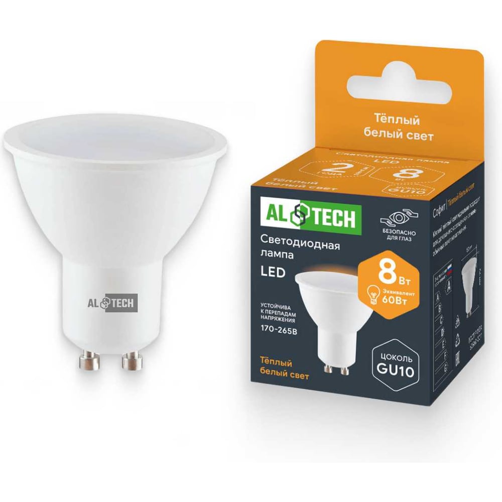 Изображение товара Светодиодная лампочка ALTECH LED MR16 8Вт теплый белый свет